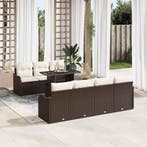 vidaXL Tuin Sofa Set met kussen 8 pcs Bruin Poly riet, Verzenden, Nieuw, Rotan