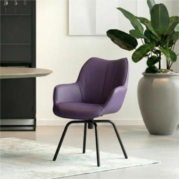 Leren draaibare eetkamerstoel Magic - Toledo Aubergine, Huis en Inrichting, Stoelen, Overige kleuren, Bohemian, Eigentijds, Industrieel, Modern, Scandinavisch