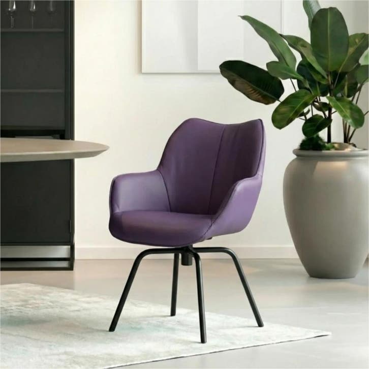Leren draaibare eetkamerstoel Magic - Toledo Aubergine, Huis en Inrichting, Stoelen, Overige kleuren, Nieuw, Leer, Ophalen of Verzenden