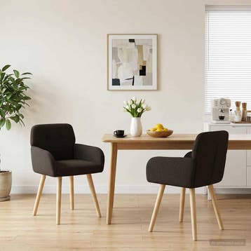 vidaXL Eettafelstoelen 2 st Bouclé Zwart 59 x 57 x 85 cm, Verzenden, Nieuw, Zwart