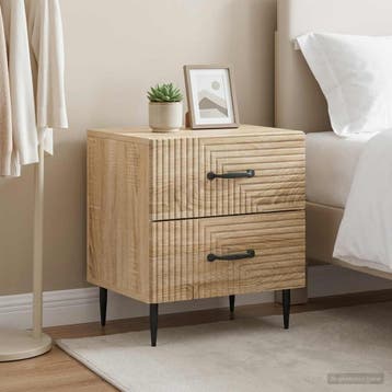 vidaXL Nachtkastje 2 st Sonoma Eiken 43 x 34,5 x 47,5 cm, Minder dan 45 cm, Verzenden, Nieuw, Minder dan 55 cm