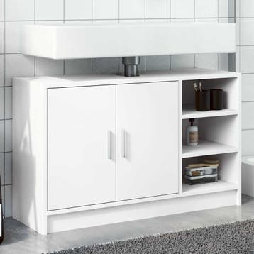 vidaXL Wastafelkast 90x29x55 cm bewerkt hout wit, Verzenden, Nieuw, Wastafelkast, Minder dan 100 cm