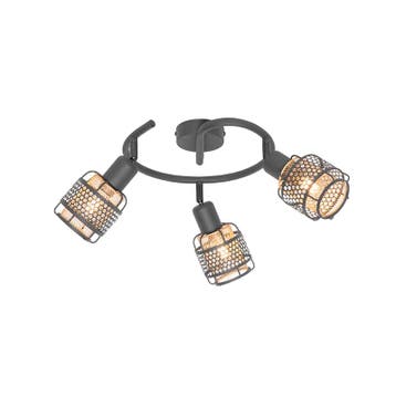 Design plafondlamp zwart met goud 3-lichts rond - Noud, Verzenden, Nieuw