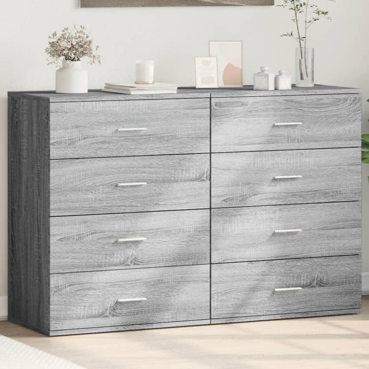 vidaXL Dressoirs 2 st 60x39x80 cm bewerkt hout grijs sonoma, Huis en Inrichting, Kasten | Dressoirs, 50 tot 75 cm, Nieuw, Minder dan 50 cm