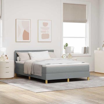 vidaXL Boxspringbed met kussen Lichtgrijs 140 x 190 cm Stof, Verzenden, Nieuw, Stof