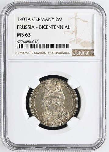 Duitsland, Pruisen Wilhelm II. 2 Mark 1901 - NGC MS63