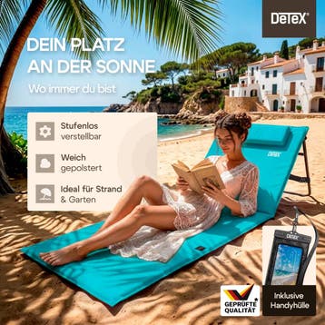 Strandmat turquoise 158x56x46cm gewatteerd (Ligbed - Lounge), Verzenden, Nieuw