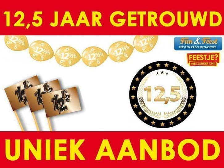 12,5 jaar huwelijk / getrouwd feestartikelen - Versiering, Hobby en Vrije tijd, Feestartikelen, Nieuw, Verzenden