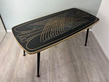 Tafel - Glas, Hout, Metaal - Vintage salontafel uit de jaren