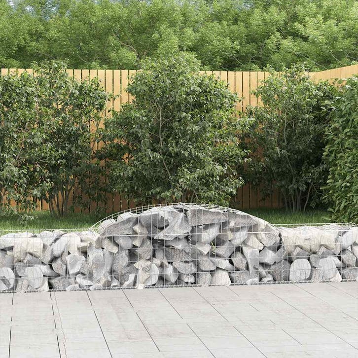 vidaXL Schanskorven 2 st gewelfd 300x50x40/60 cm, Tuin en Terras, Bloembakken en Plantenbakken, 100 cm of meer, Nieuw, Metaal