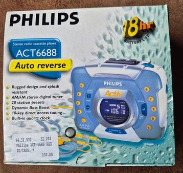 Philips - ACT6688 Draagbare cassettespeler, Nieuw