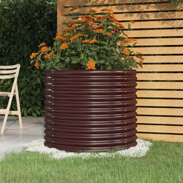 vidaXL Plantenbak 80x80x68 cm gegalvaniseerd staal bruin, Verzenden, Nieuw, Metaal, 60 tot 100 cm