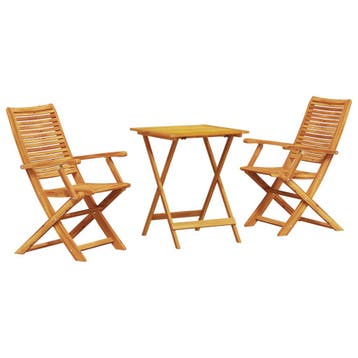 vidaXL Vouw Bistro Set 3 st Bruin Massief Acaciahout, Verzenden, Nieuw, 3 zitplaatsen
