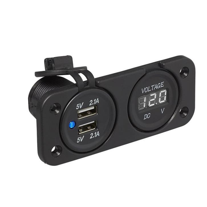 ProPlus Inbouw voltmeter met dubbele USB poort - 6-30V -..., Doe-het-zelf en Verbouw, Elektra en Kabels, Nieuw, Ophalen of Verzenden