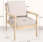Loungestoel met Houten Frame – Linnenlook &amp; Kussens, Huis en Inrichting, Stoelen, Verzenden, Nieuw