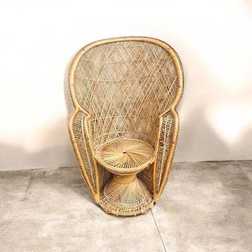 Fauteuil - Rotan & Riet - Vintage Pauwenstoel / Peacock, Antiek en Kunst