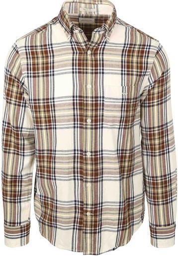 Gant Overhemd Flanel Ruit Ecru maat XXL Heren, Verzenden, Nieuw, GANT