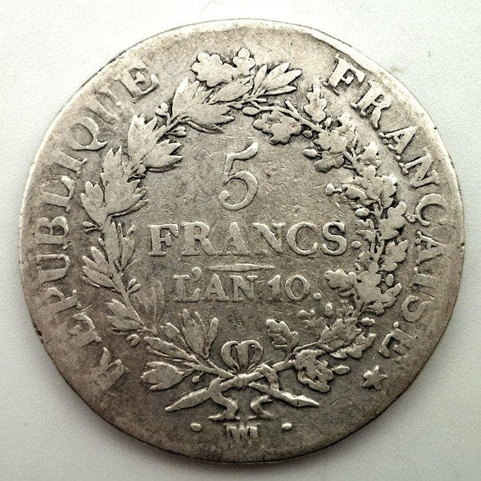 Frankrijk. Consulaat (1799-1804). 5 Francs An 10-MA, Postzegels en Munten, Munten | Europa | Niet-Euromunten