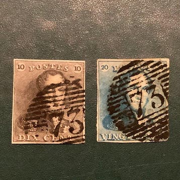 België 1849 - Eerste emissie goede marges en P73 stempel van, Gestempeld