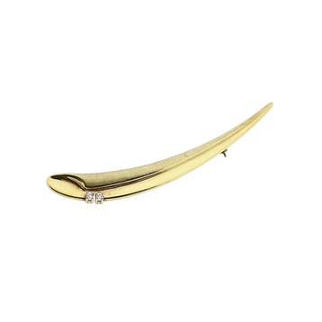 Gouden broche met zirconia, Gebruikt, Ophalen of Verzenden, Met edelsteen, Goud