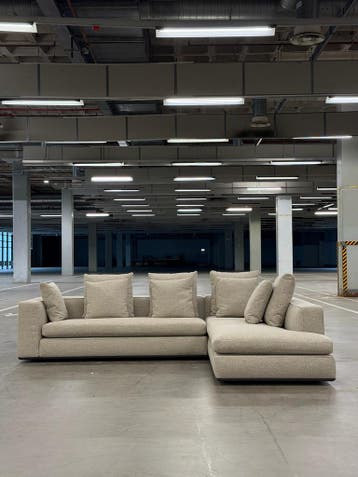 Minotti Powell Hoekbank | Beige | NIEUWSTAAT + Garantie, Huis en Inrichting, Banken | Bankstellen, 300 cm of meer, Ophalen of Verzenden