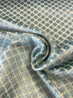 Prachtig jacquardfluweel groen aquamarijn/azuurblauw (