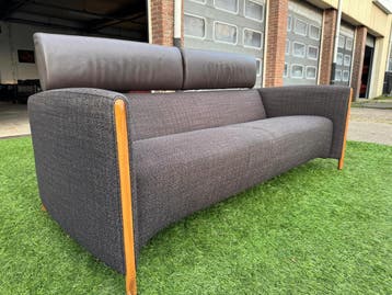 Bankstel  LEOLUX GONCHAROV design 3 zits bank  leer/stof, Design, 150 tot 200 cm, Driepersoons, Rechte bank
