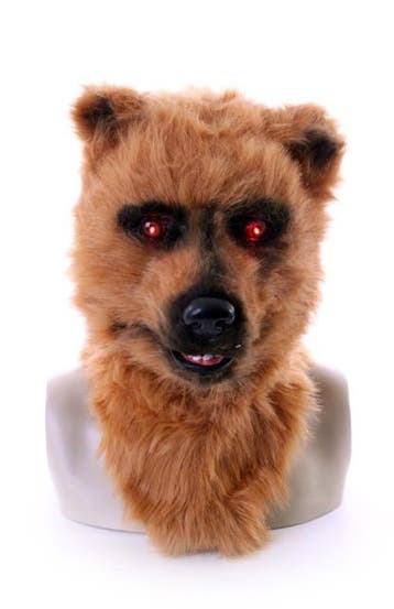 KIMU® Masker Grizzly Beer Lichtgevende Ogen en Bewegende Mon, Ophalen of Verzenden, Nieuw, Carnaval