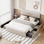 Modern Tweepersoons Opbergbed met LED en 4 Lades, Verzenden, Nieuw