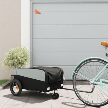 vidaXL Fietstrailer 30 kg ijzer zwart, Fietsen en Brommers, Fietsaccessoires | Aanhangers en Karren, Verzenden, Nieuw