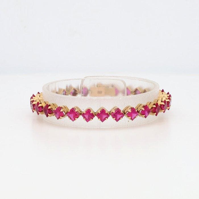 Armband - 18 karaat Geel goud Robijn, Sieraden, Tassen en Uiterlijk, Armbanden