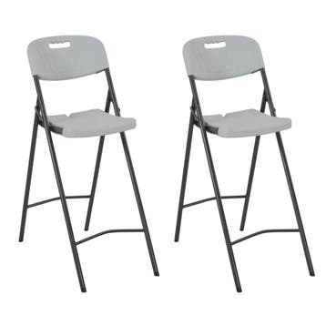 vidaXL Barstoelen inklapbaar 2 st HDPE en staal wit, Tuin en Terras, Tuinstoelen, Verzenden, Nieuw, Kunststof