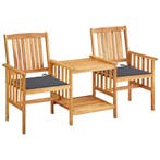 vidaXL Tuinstoelen met tafeltje en kussens massief, Tuin en Terras, Verzenden, Nieuw, Hardhout, Tuinset