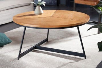 Design salontafel OAK ELEGANCE 80cm eiken zwart metalen, Huis en Inrichting, Tafels | Salontafels, Ophalen of Verzenden, Nieuw