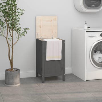 vidaXL Wasmand 44x44x76 cm massief grenenhout grijs, Tuin en Terras, Droogmolens en Wasrekken, Verzenden, Nieuw