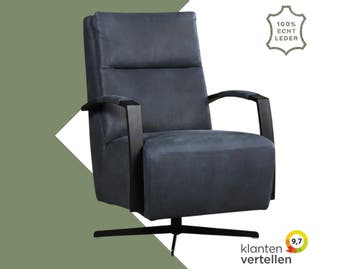 Leren draaifauteuil Award - Kenia Denim (blauw) - Stervoet, Nieuw, Ophalen of Verzenden, 50 tot 75 cm, Industrieel, Modern