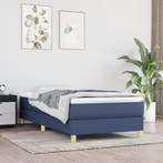 vidaXL Boxspring bed 90x200 cm stof blauw, 90 cm, Eenpersoons, Nieuw, 200 cm