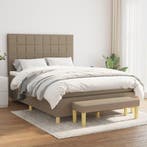 vidaXL Boxspring met matras stof taupe 140x190 cm, Verzenden, Stof, Nieuw, Tweepersoons