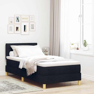 vidaXL LED Box Spring Bed met hoofdeinde Zwart 100 x 200 cm, Verzenden, Nieuw, Zwart, Stof