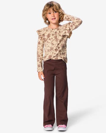 HEMA Kinderlegging bootcut rib jersey bloemen - 2 stuks, Verzenden, Nieuw