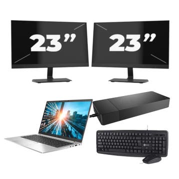 HP EliteBook 840 G7 -   i7-10e 8GB  - 256GB  + 2x 23 inch, Qwerty, Verzenden, 8 GB, Refurbished