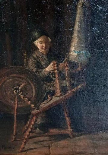 Gerarda Hermina Marius (1854-1919) - Vrouw aan het spinnen.