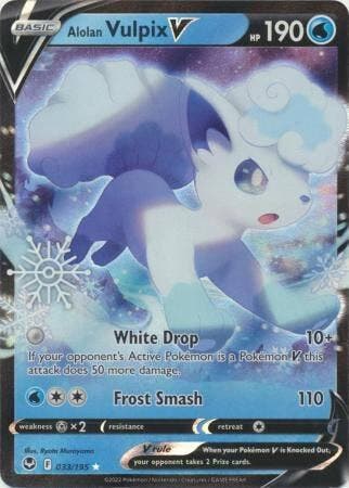 Alolan Vulpix V 033/195 snowflake Silver Tempest, Ophalen of Verzenden, Nieuw, Losse kaart, Foil