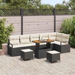 vidaXL Tuin Sofa Set met kussen 9 pcs Zwart Poly riet, Verzenden, Nieuw, Rotan, Meer dan 8 zitplaatsen