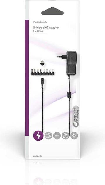 Nedis Universele AC-Stroomadapter - 18 W - 3 / 4.5 / 5 / 6 /, Verzenden, Zo goed als nieuw