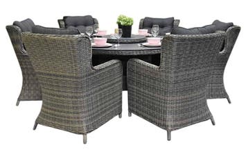 Rio-Delano Tuinset 6 Personen - Spraystone / Kobo Grey, Tuin en Terras, Tuinsets en Loungesets, Verzenden, Nieuw