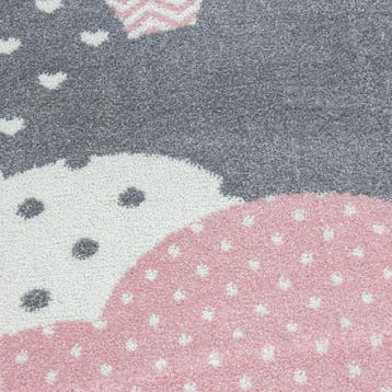 Rond Kindervloerkleed | Bambi | Wolken | Roze | 160x160 cm, Verzenden, Nieuw