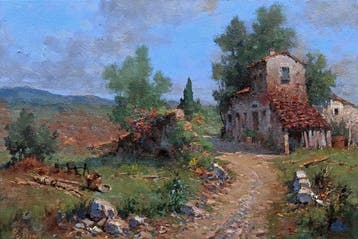 Claudio Pallini (1943) - Country road - Tuscany landscape