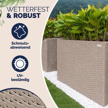 Polyrattan Bloembak Creme 95x27x60cm (Voor in Huis), Huis en Inrichting, Verzenden, Nieuw