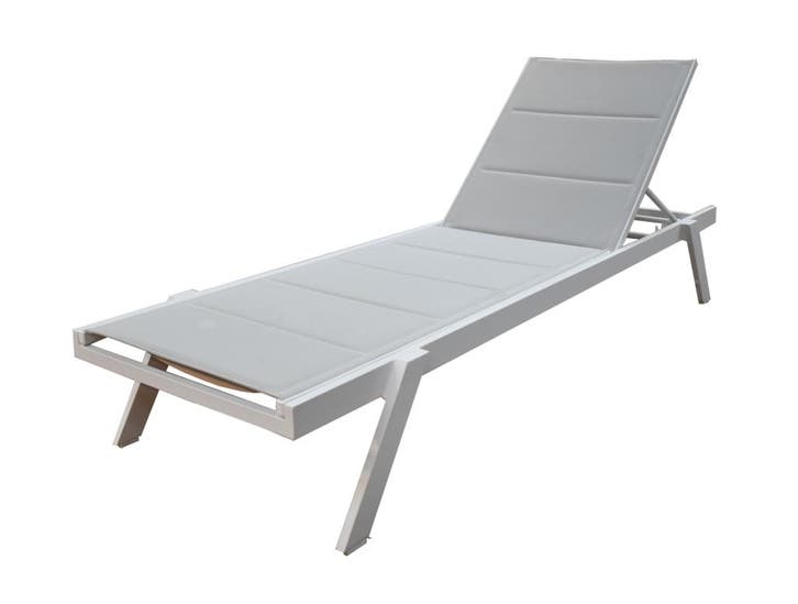 Aluminium Ligbed Banka Wit/Lichtgrijs Verstelbaar én, Tuin en Terras, Ligbedden, Ophalen of Verzenden